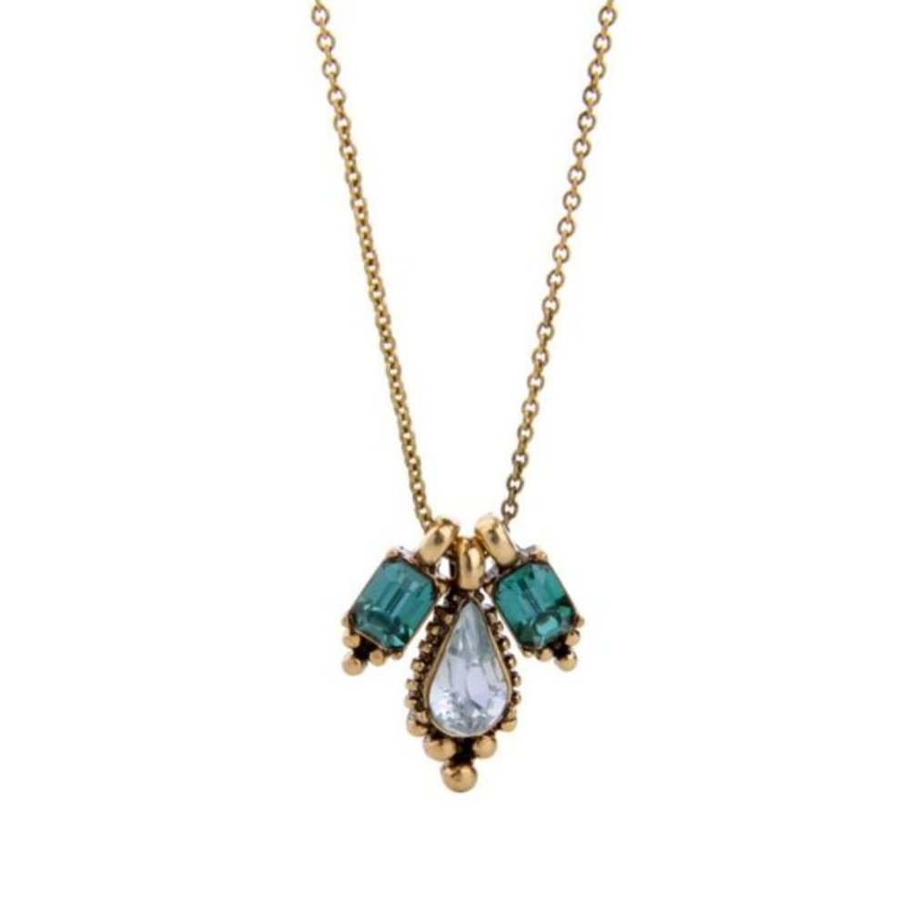 Bohemian Green Teardrop Gold Necklace